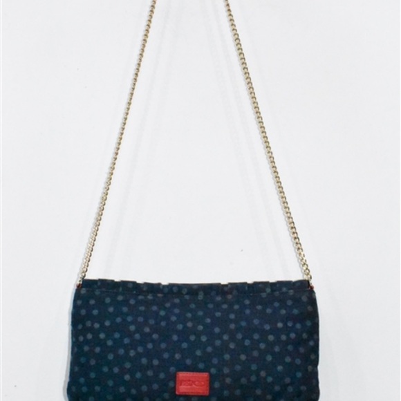 RED Valentino Denim Polka Dot Clutch with Chain - Picture 3 of 8